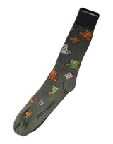 Dolce & Gabbana Green Nylon DG Bear Printed Mid Calf Socks