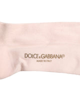 Dolce & Gabbana Ivory Cotton Stretch Logo Over Calf Socks