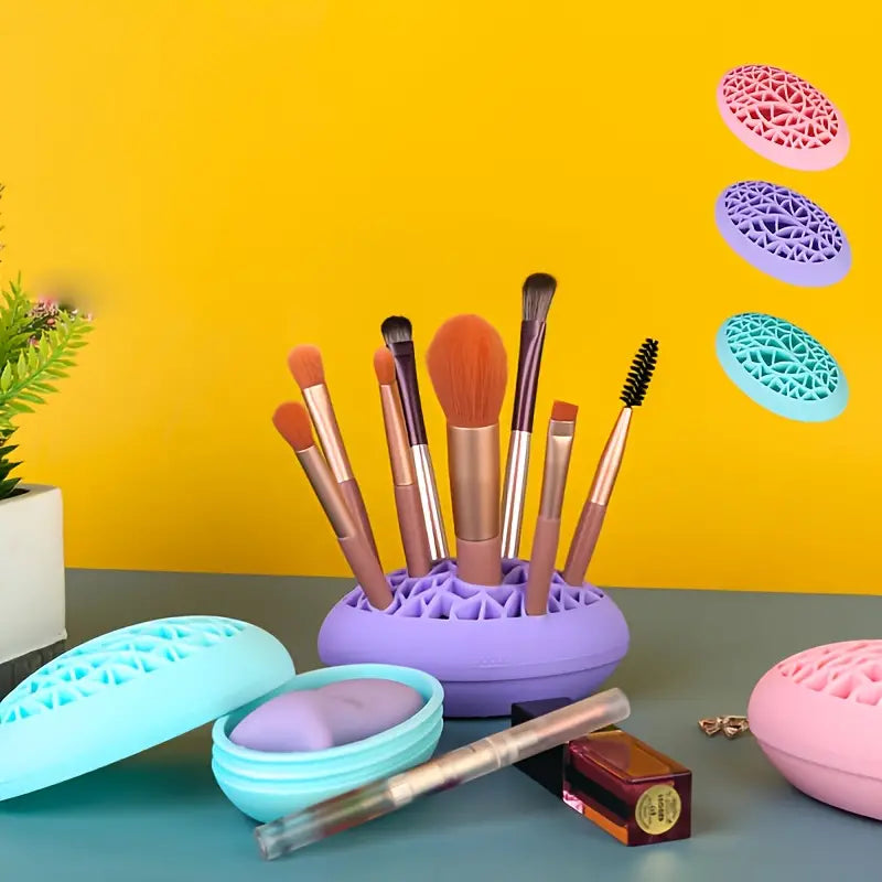 Silicone Makeup Brush Holder and Organizer Rack (1pc)