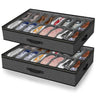 2 Pack Under Bed Shoe Storage Organizer for Closet Fits Total 32 Pairs Foldable Underbed Shoes Containers Boxes Under the Bed Storage Bedding with Sturdy Handles&Clear Window for College Dorms Grey
