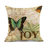 Retro Butterfly Linen Pillowcase for Home & Office (1pc)