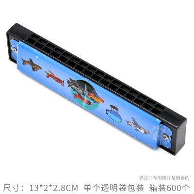 Wooden Painted Harmonica for Kids - 16 Holes Educational Toy