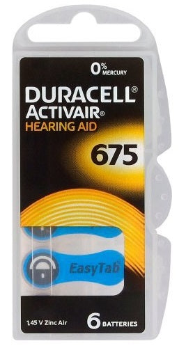 Duracell ActivAir675 PR44 Hearing Aid Batteries 6pcs