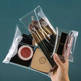 PVC Transparent Cosmetic Organizer Bag with Snap Closure