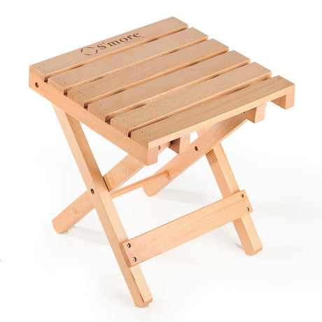 Smore Woodi Folding StoolCompact Portable Camping StoolOne-Step InstallationPure Beech WoodSturdy & Durablefor Camping Picnic Backyard
