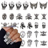30pcs Halloween Nail Charms 3D Silver Nail Art Rhinestones Bat Hand Skeleton Nail Jewelry Gems Shiny Alloy Designs Skull Nail Art Charms for Acrylic Nails Supplies DIY Gothic Nail Art Decorations