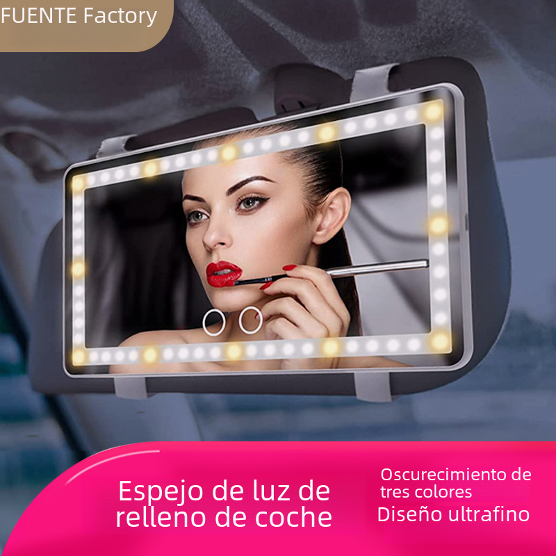 LED Makeup Mirror for Car with Sunshade Hook