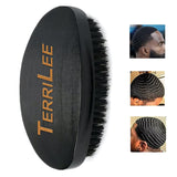 Premium Beech and Black Mix Bristle Wave Brush - Curved Medium Hard Brush for Mens Hair Styling