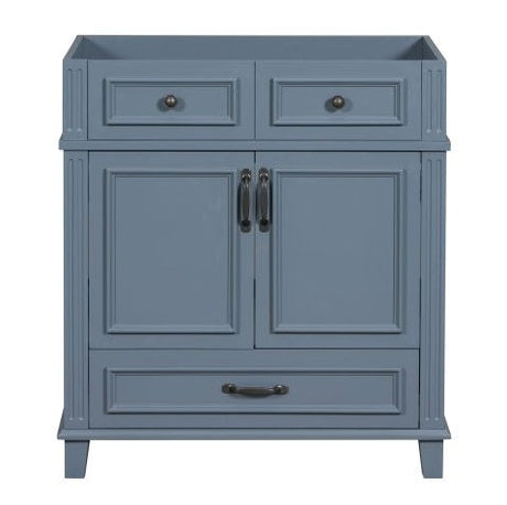 30 Inch Bathroom Vanity Topless, Solid Wood Frame Bathroom Storage Cabinet With Soft Close Door, Frame Only Bathroom Storage Cabinet, Vintage Style, Blue