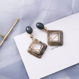 Trendy Blue Gray Geometric Earrings - Fashionable Accessory