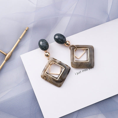 Trendy Blue Gray Geometric Earrings - Fashionable Accessory