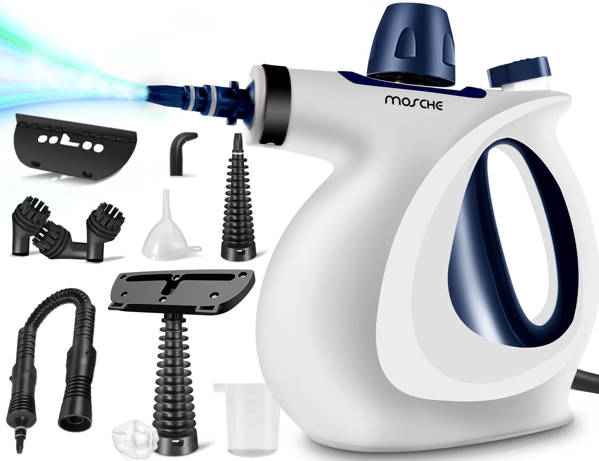 Handheld Pressurized Steam Cleaner with 11-Piece Accessory Set Multi-Surface Steamer for Cleaning All Natural Steam Cleaner for Home Upholstery Car Floor Kitchen and More