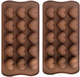 Heart Shaped Silicone Chocolate Mold Vencilazy 15-Cavity Valentines Day Heart Chocolate Gummy Mould Love Candy Jelly Ice Cube Trays Kitchen Tools (2PCS)