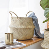 Foldable Natural Sea Grass Storage Basket for Home