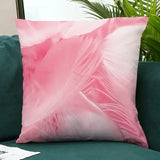 Pink Feather Design Pillowcase for Home Décor (18x18in)