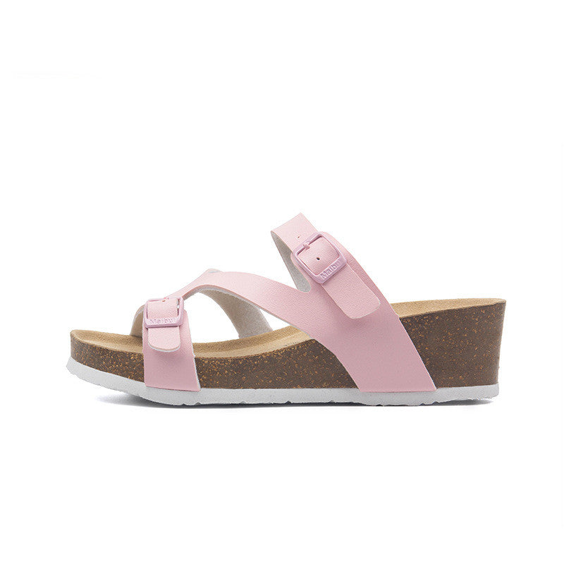 Cork Heeled Slippers for Elevated Outdoor Beach Style