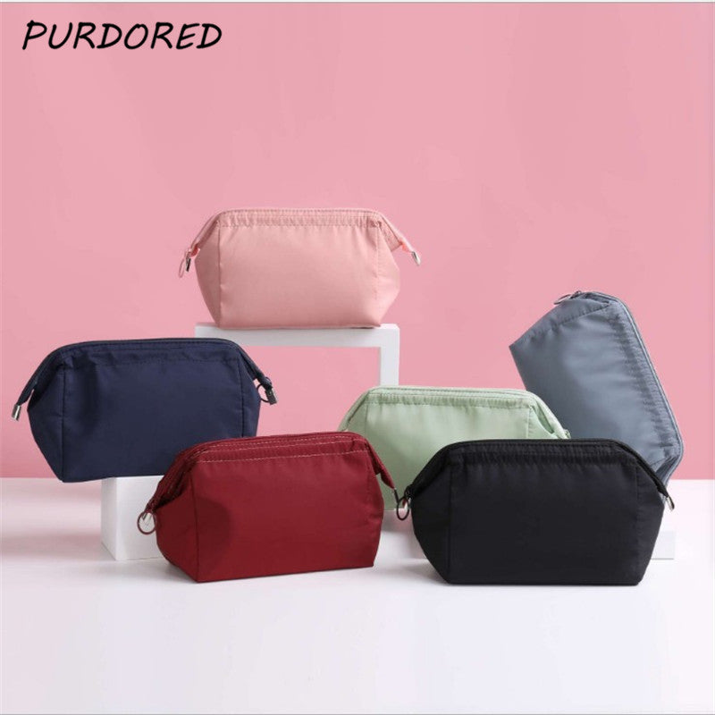 Solid Color Women's Zipper Cosmetic Bag Organizer