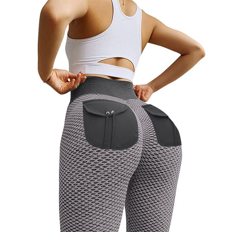 Honeycomb Yoga Pants with Butt Pocket and High Waist