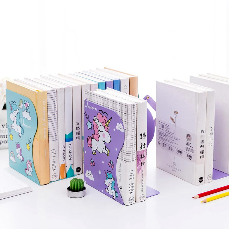 Foldable Bookshelf with Unicorn Design and Storage