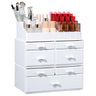 Cq acrylic 3 Pack White Organizer for Vanity With Drawer Cute Kawaii Makeup Organization for CosmeticsPretty Jewelry Organizer for PerfumeSkincareBrush LipstickNail Polish and Accessories Storage
