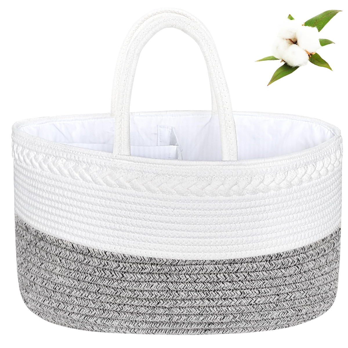 ABenkle X-Large Diaper Caddy Organizer Cotton Rope Nursery Baby Basket Changing Table Organizer for Baby Diaper Storage Diaper Nursery Storage Bin for Baby Stuff Baby Shower Gifts