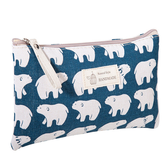 Portable Canvas Cosmetic Bag for Women - Makeup & Toiletries