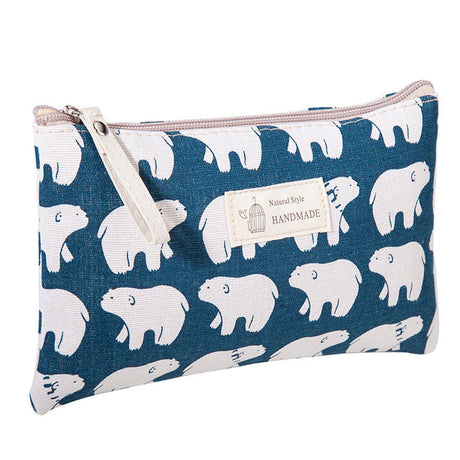 Portable Canvas Cosmetic Bag for Women - Makeup & Toiletries