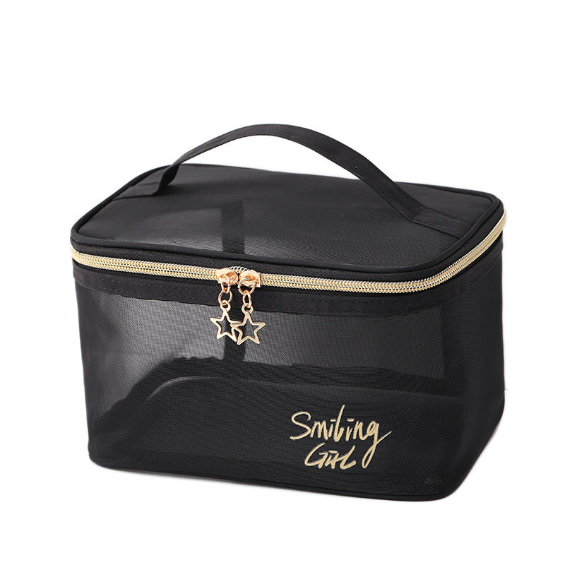Double Layer Clear Mesh Makeup Purse and Organizer Bag