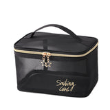Double Layer Clear Mesh Makeup Purse and Organizer Bag
