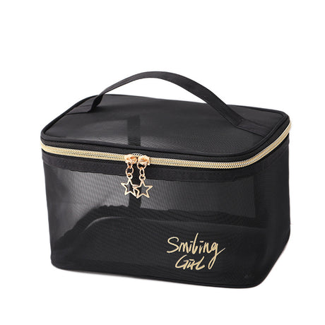 Double Layer Clear Mesh Makeup Purse and Organizer Bag