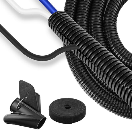 1/2 inch Split Wire Loom Tubing 10 ft Cord Protector Wires Covers Flexible Polyethylene Split Loom for Automotive Home Office and Industrial Applications with Easy Installation Tool Black