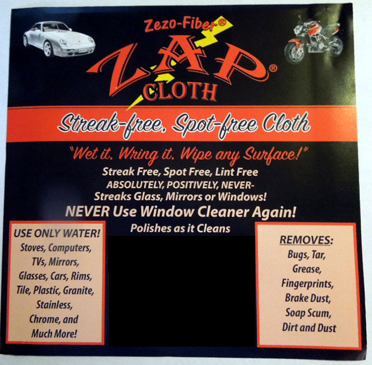 Zap Cloth - Streak Free Spot Free - 3 Cloths