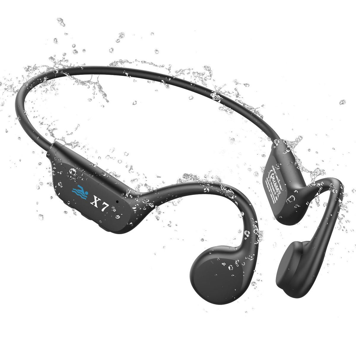 SAMVEK Swimming Headphones UnderwaterWireless Bone Conduction Headphones Bluetooth 5.3IP68 Waterproof Headset Built-in MP3 Player 32GB MemoryOpen Ear Headphones for Sports RunningCycling