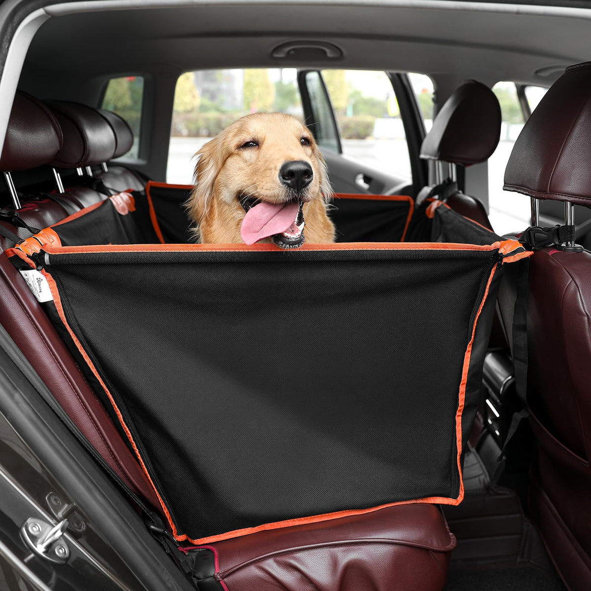 Pecute Dog Car Seat for Medium Large DogPet Car Seat Waterproof ScratchproofExtra High and Stable Foldable Car Seat for Back Seat with Pet Safety Leash