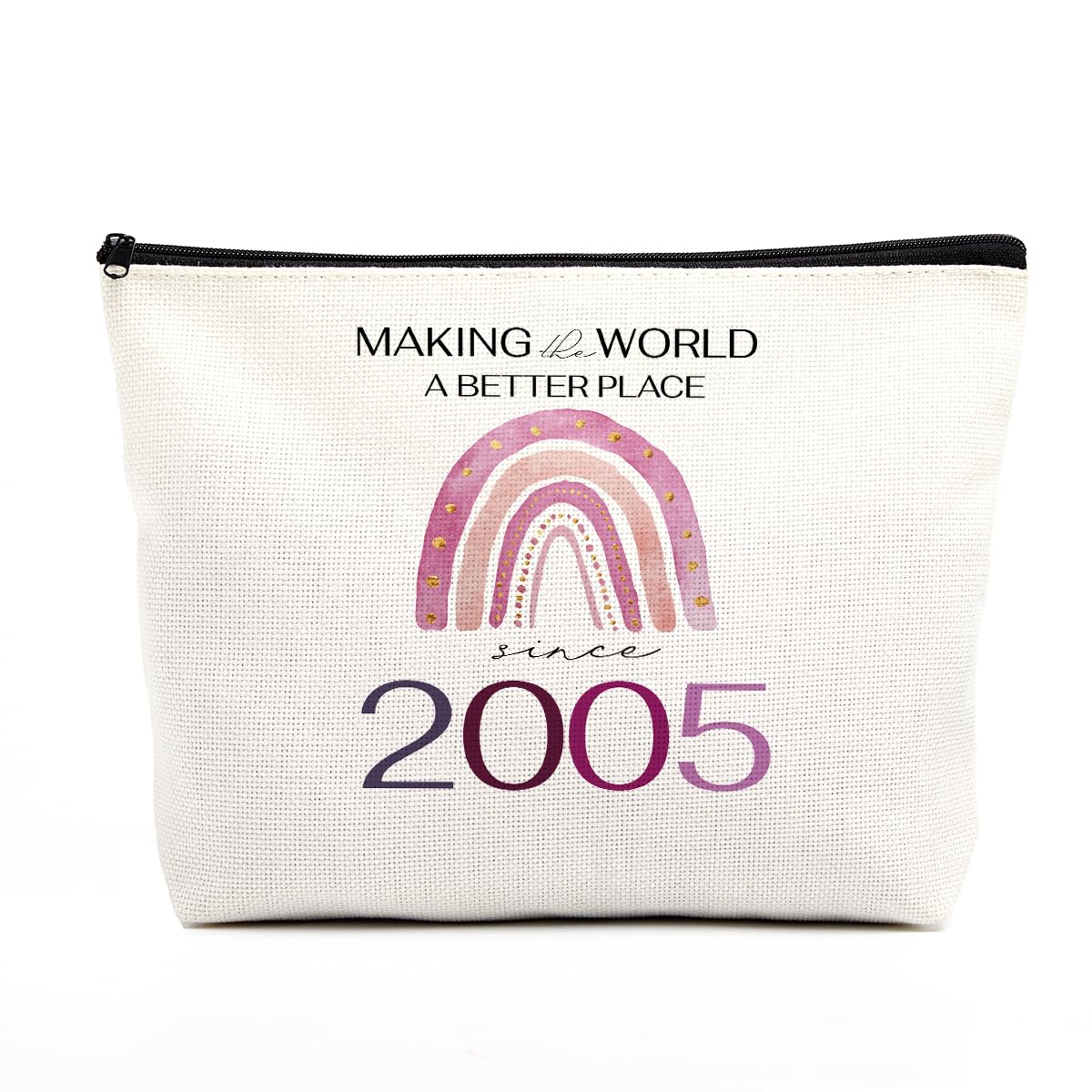 20st Birthday Gifts for Her Makeup Bag 20st Birthday Decorations Boho Rainbow Birthday Gifts from Mom for 20 Year Old Female Women Her Daughter Niece Making The World A Better Place Since 2005