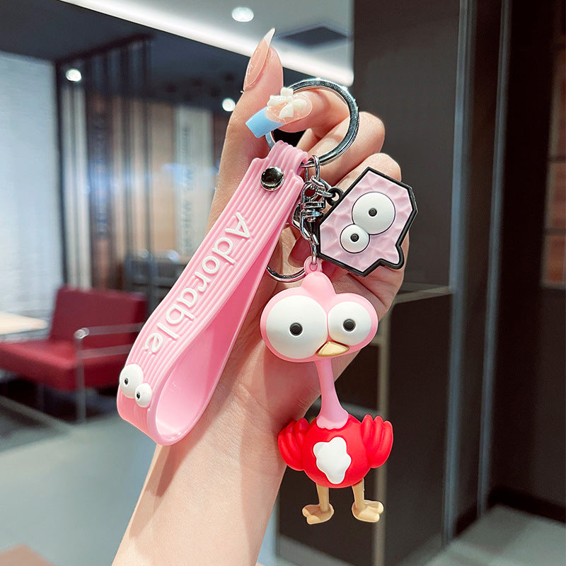 Funny Big Eye Ostrich Couple Keychain Accessories