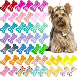 Rimobul 1" Mini Pet Hair Clip - Rimobul 50 Pieces Dog Hair Clips Bone Shaped Snap Pet Hair Barrettes Multicolor Small Snap Hair Clips Puppy Hair Accessories for Yorkie Puppy Pet 25 Styles
