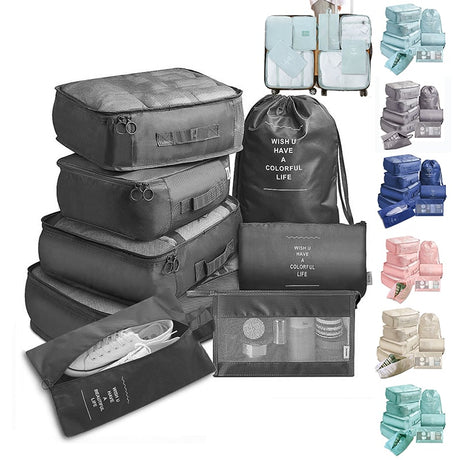 8-Piece Travel Packing Cube Set with Luggage Dividers