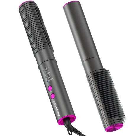 ABLEGRID Hair Straightener Curl Brush2 in 1 Ring Hair Straightening Comb Curling Iron for WomenPortable Hair Styling Wand with 5 TempsFast HeatingAnti Scald Support and Dual Voltage