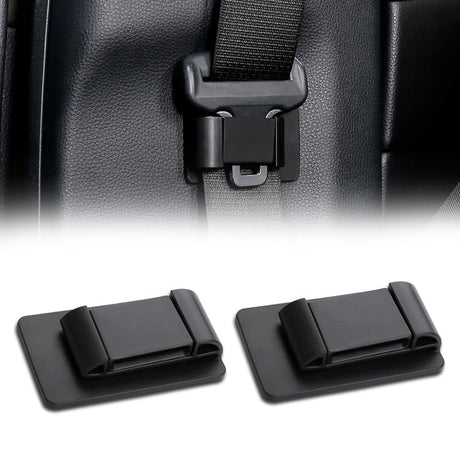 Car Interior Seat Belt Holder - Stabilizer Clip Prevent Noise - Universal Comfort Auto Shoulder Neck Strap Positioner Vehicle Accessories for Most Vehicles (Classic-Black x 2)