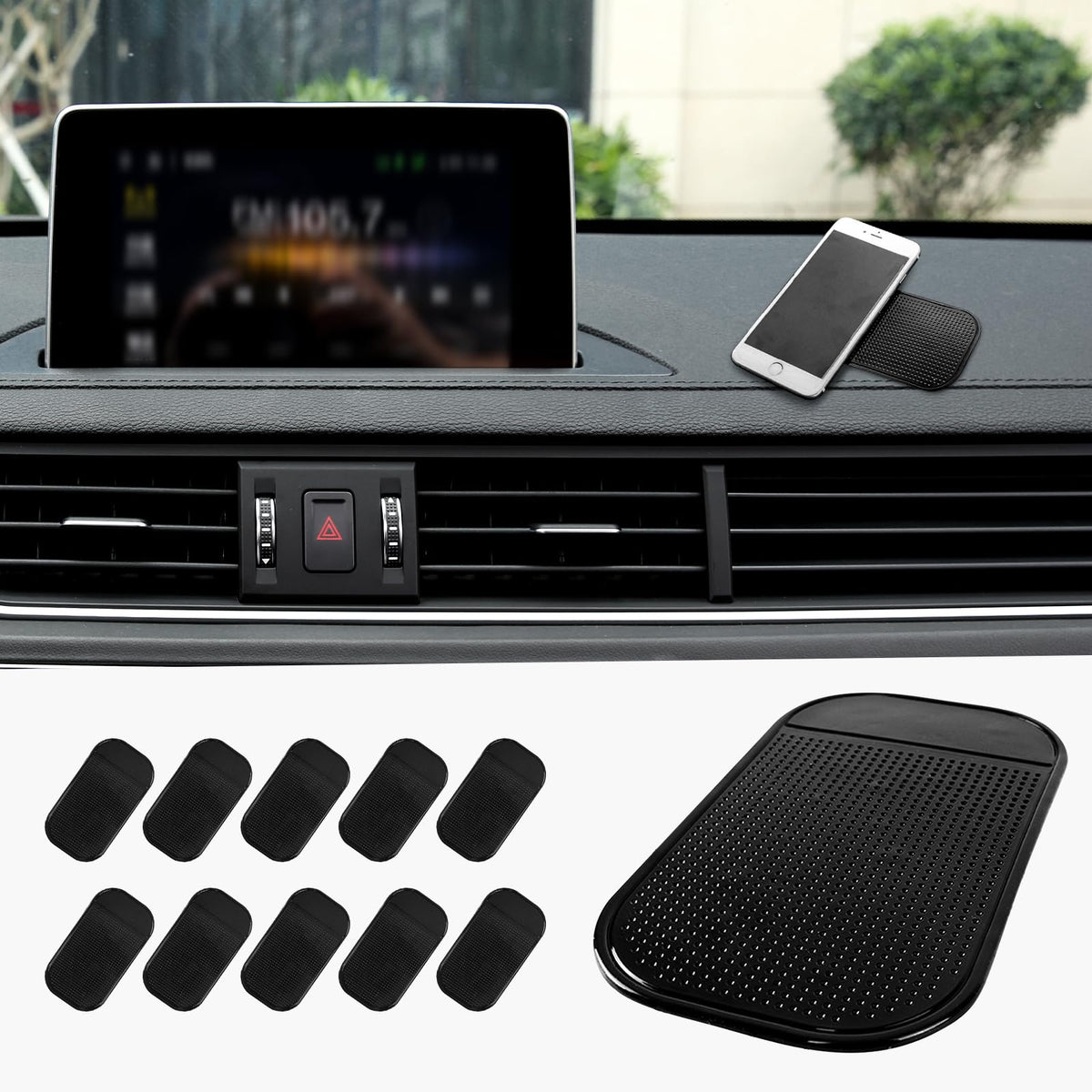 10PCS Car Dashboard Gel Pads Anti-Slip and Traceless Mats for Phones Sunglasses Coins and Keys Universal Car Interior Accessories