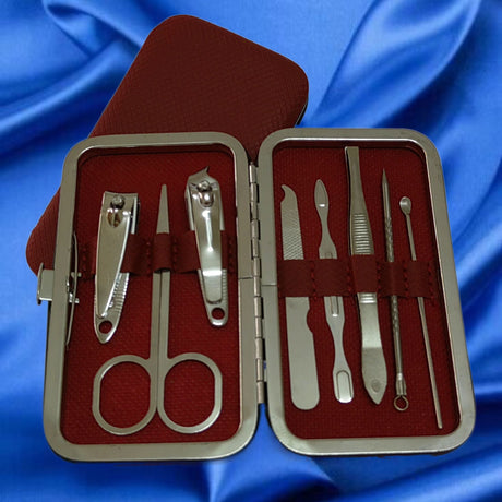 8-Piece Colorful Nail Care Tool Set in Stainless Steel
