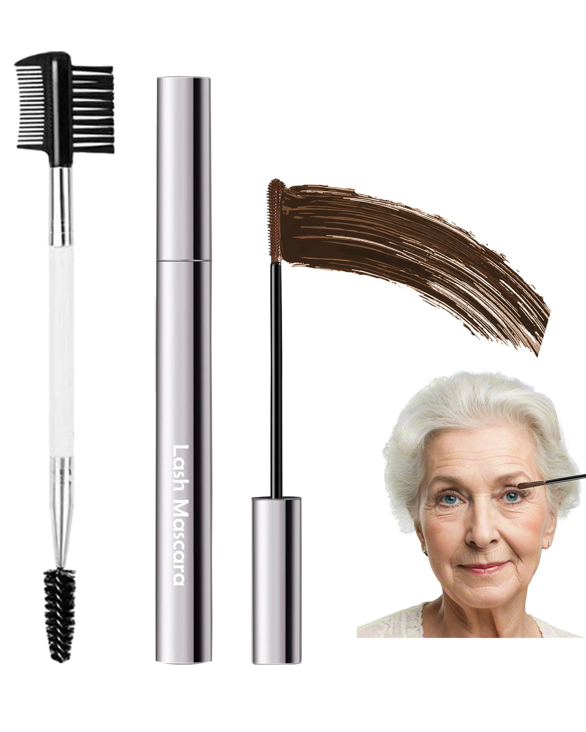 Mascara for Older Women 60 Plus Brown Mascara for Seniors Tubing Mascara Volume and Length with Thinning Lashes Waterproof Long Lasting Prime Lash Hypoallergenic Mascara for Mature Women Eye Makeup