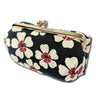Terra Distribution Kiss Lock Small Makeup Bag for Purse [ Made in Japan] Traditional Edo Komon Design Cute Cosmetic Pouch (Large cherry blossom (Black))