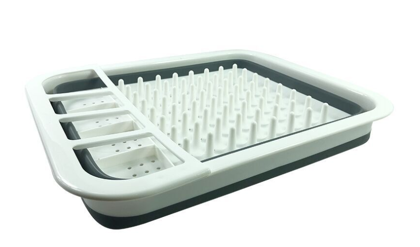 Folding Kitchen Drain Rack and Utensil Organizer