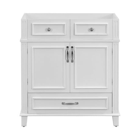 30 Inch Bathroom Vanity No Top, Solid Wood Frame Bathroom Storage Cabinet With Soft Close Door, Frame Only Bathroom Storage Cabinet, Vintage Style, White