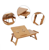 Bamboo Laptop Desk with Cooling Stand and Adjustable Height