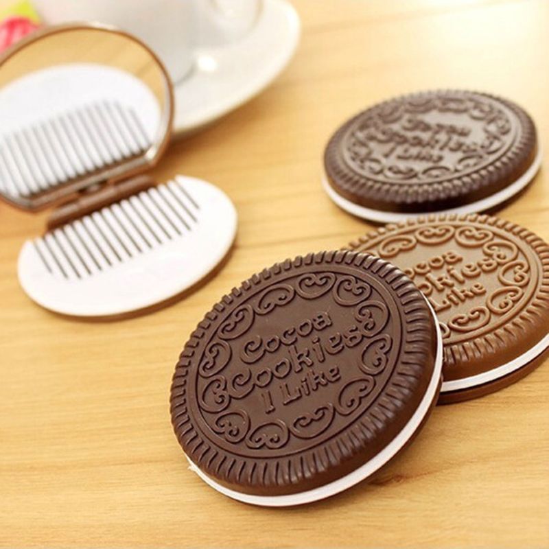 Chocolate Sandwich Biscuit Portable Folding Makeup Mirror