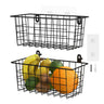 MaraFansie Hanging Kitchen Baskets Wire Storage Basket Adhesive and Screws Basket Over the Cabinet Door Organizer with Adhesive Strips and Screws Accessories 2 Pack Black
