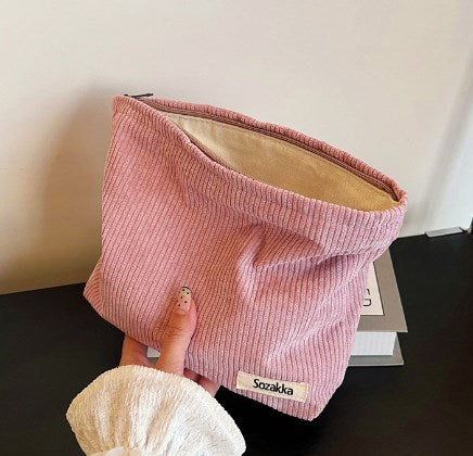 Corduroy Makeup Organizer Clutch